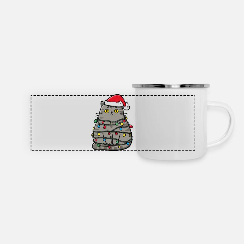 Clumsy Cat Christmas - Panoramic Camper Mug - white
