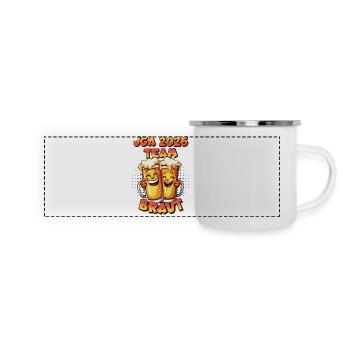 JGA 2026 Team Braut Bier Alkohol Saufen Lustig - Panorama Emaille-Tasse - Weiß - Vorne
