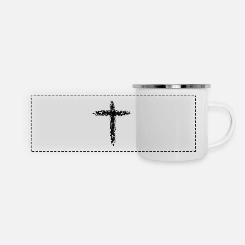 Jesus kreuz - Panorama Emaille-Tasse - Weiß