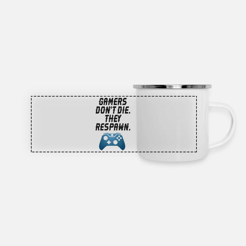 Gamers Don’t Die They Respawn - Panoramic Camper Mug - white