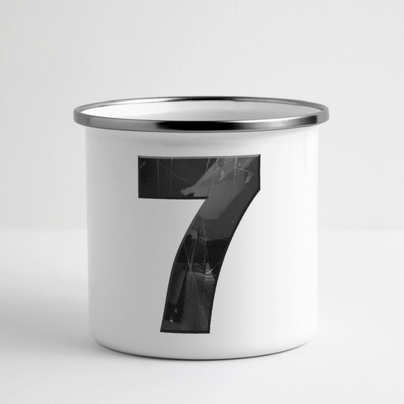 Schwarzgrau Sieben mit Splittern Panorama Emaille-Tasse