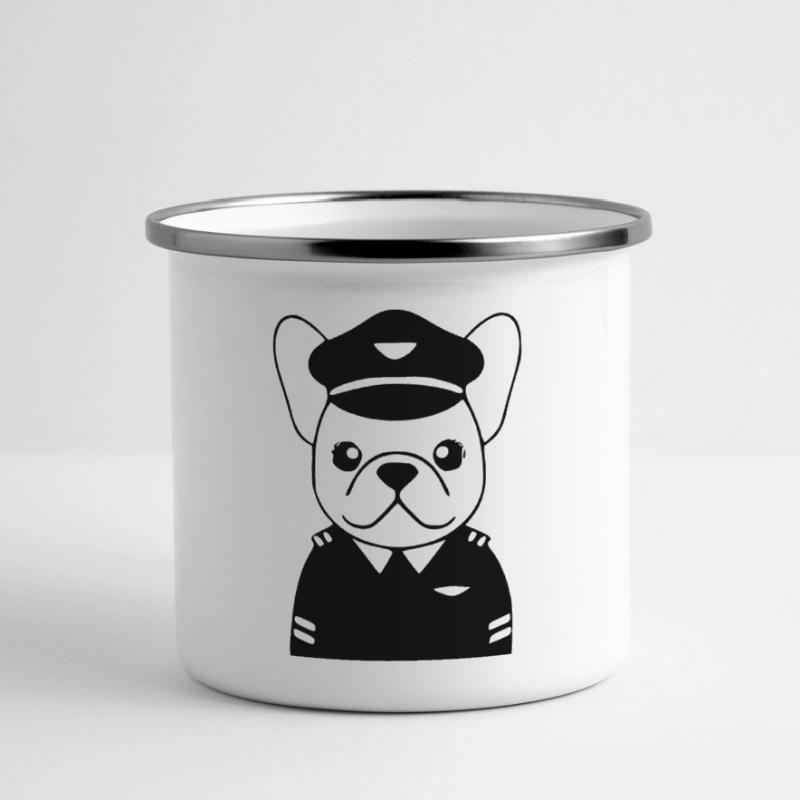 Frenchie Pilot Uniform Black Panoramic Camper Mug