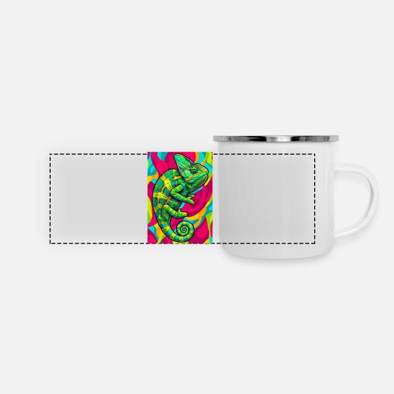 caméléon - Mug panoramique émaillé - blanc