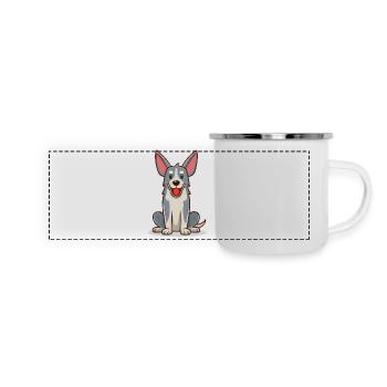 Petit chien gris drôle (bande dessinée) - Mug panoramique émaillé - blanc - Devant
