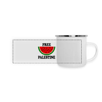Free palestine Wassermelone Melone - Panorama Emaille-Tasse - Weiß - Vorne