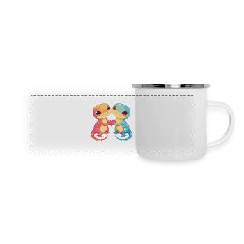 Lézard Gecko Lézard Couple Amour Couple Amoureux - Mug panoramique émaillé - blanc - Devant