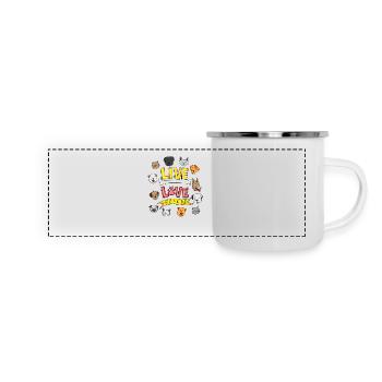 Katzen-Hunde- Freund-Tshirt - Panorama Emaille-Tasse - Weiß - Vorne