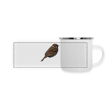 Spatz2 - Panorama Emaille-Tasse - Weiß - Vorne