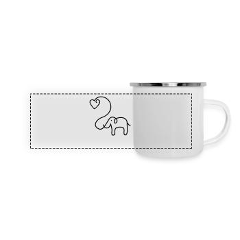 ELEFANT mit Herz - Panorama Emaille-Tasse - Weiß - Vorne