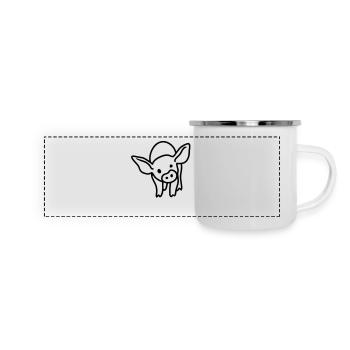 Porcelets - ligne - Mug panoramique émaillé - blanc - Devant