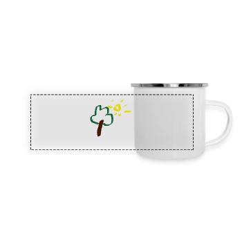 arbre soleil dessin cadeau bébé - Mug panoramique émaillé - blanc - Devant