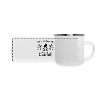 Stoecke aus den Hintern zeit fuer ein lagerfeuer - Panorama Emaille-Tasse - Weiß - Vorne