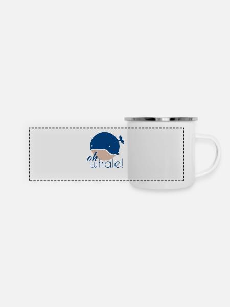 Oh whale! - Panorama Emaille-Tasse - Weiß
