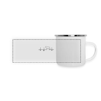Berner Sennenhund Geschenk Idee Herzschlag Puls - Panorama Emaille-Tasse - Weiß - Vorne