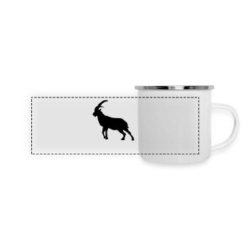 steinbock steinbock silhouette tier berg - Panorama Emaille-Tasse - Weiß - Vorne