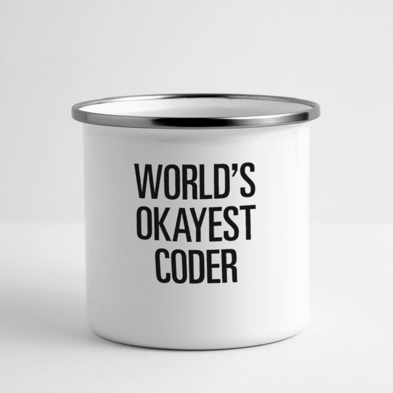 World's Okayest Coder Panorama Emaille-Tasse