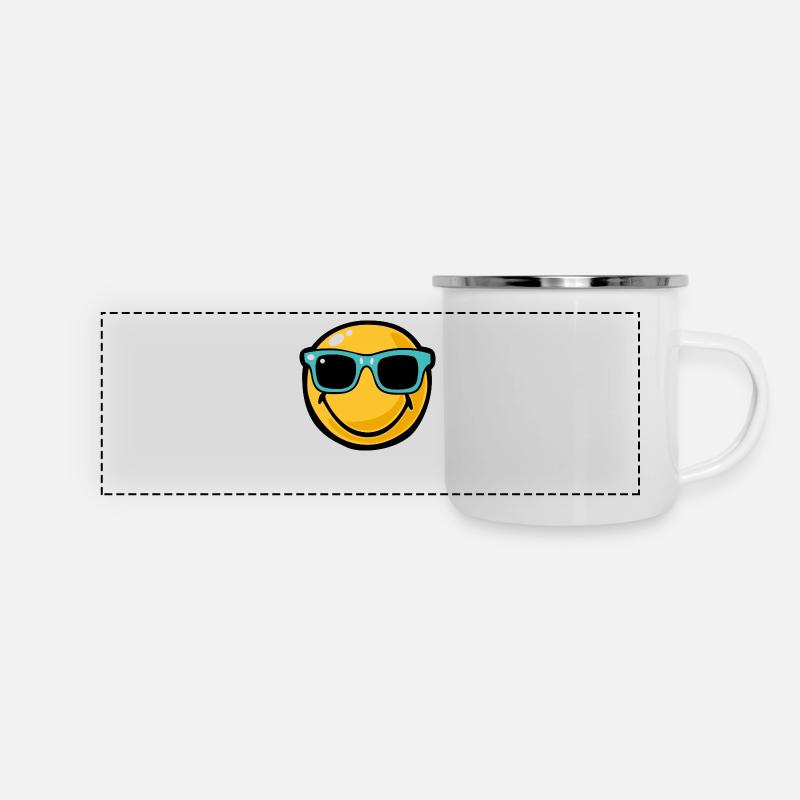 Smiley ray bans - Mug panoramique émaillé - blanc