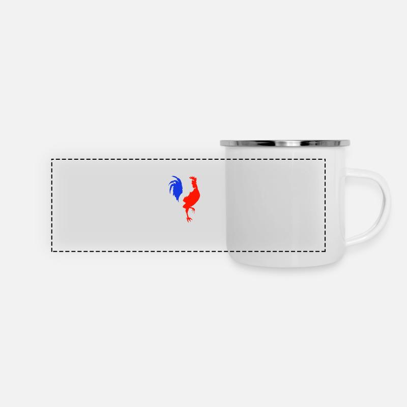rooster blue white red - Panoramic Camper Mug - white