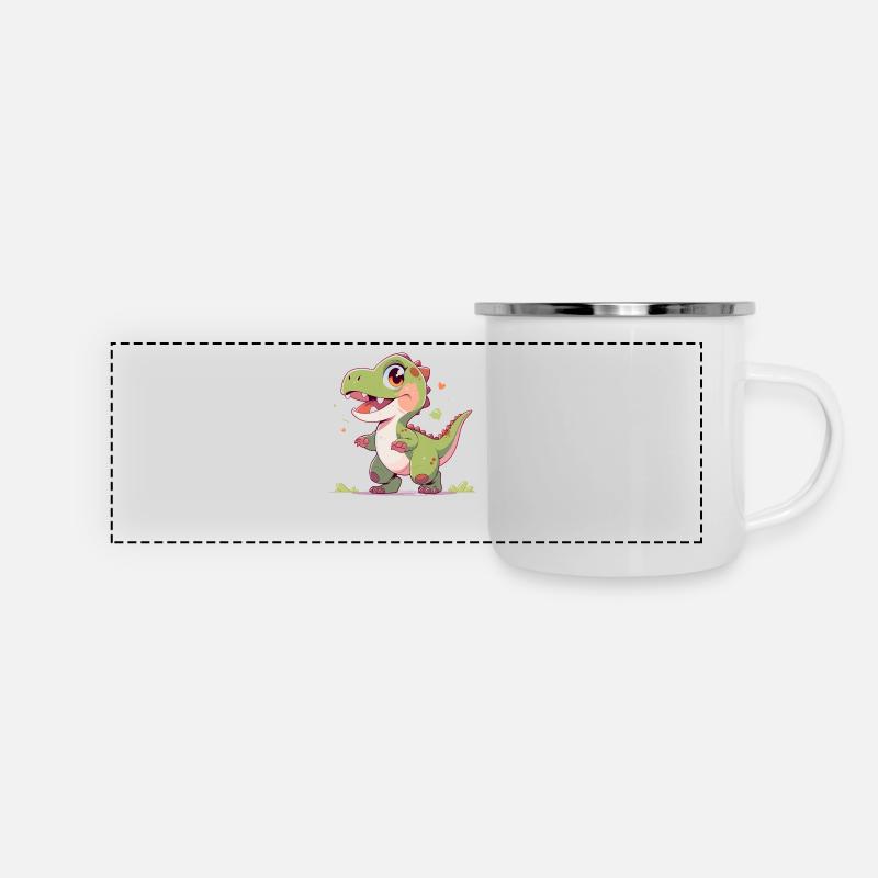 Süßer kleiner T-Rex - Panorama Emaille-Tasse - Weiß