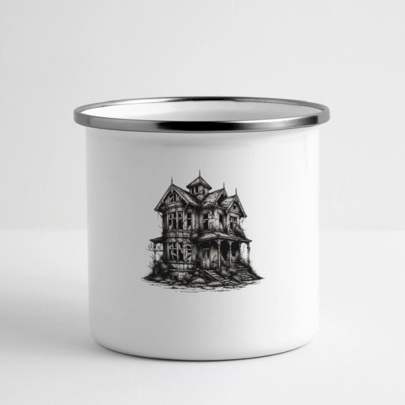Desolate Urbex House - Eine Geschichte der Dekadenz u Panorama Emaille-Tasse