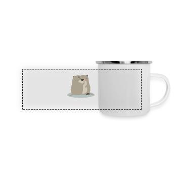 Otter Umarmung - Panorama Emaille-Tasse - Weiß - Vorne