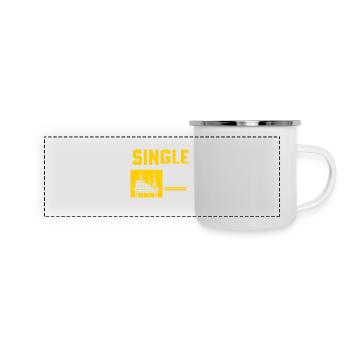 Je ne suis pas célibataire, mon homme travaille dans les attelages ! Champ pétrolifère - Mug panoramique émaillé - blanc - Devant