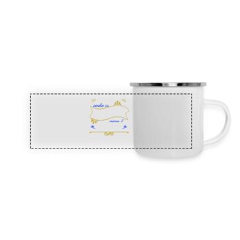 programming language joke pc happy funny quote - Panorama Emaille-Tasse - Weiß - Vorne