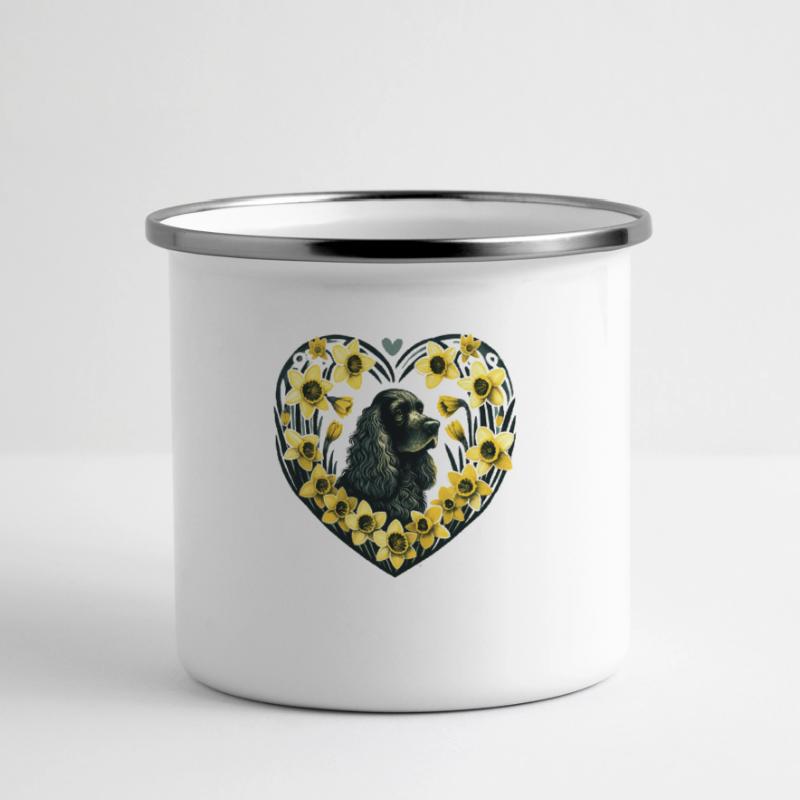 Schwarzer Cocker Spaniel Panorama Emaille-Tasse