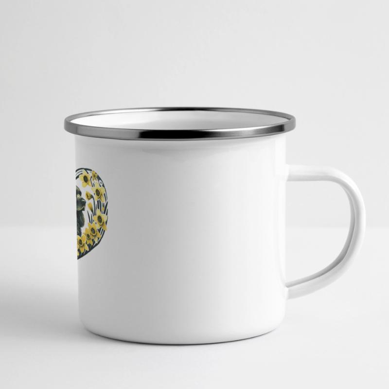 Schwarzer Cocker Spaniel Panorama Emaille-Tasse