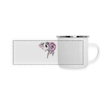 Bouquet de roses - Mug panoramique émaillé - blanc - Devant