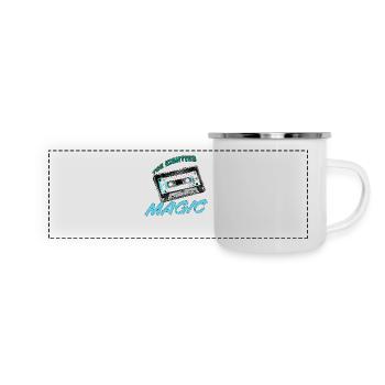 Achtzigern Musikkassettenmotiv - Panorama Emaille-Tasse - Weiß - Vorne