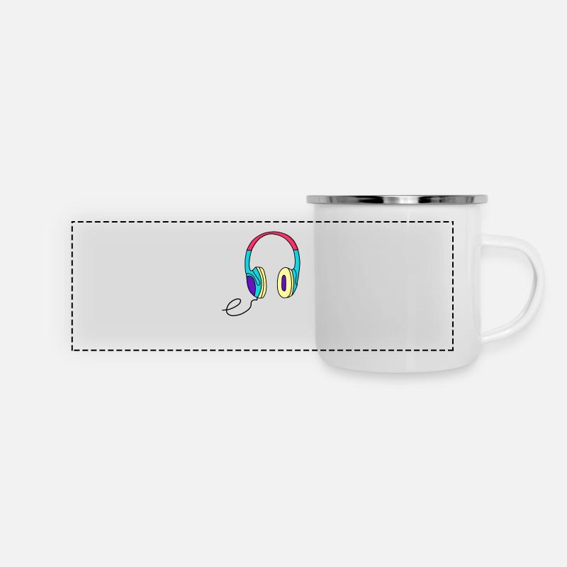 Kopfhörer - Panorama Emaille-Tasse - Weiß