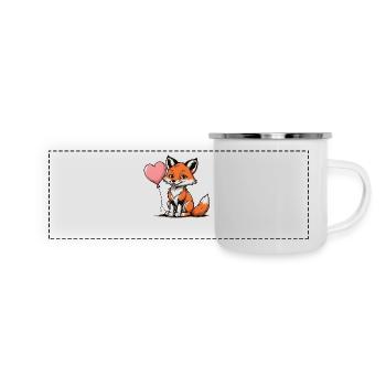 Fuchs Fox Herzchen Herz Süß Geschenk für Frauen - Panorama Emaille-Tasse - Weiß - Vorne