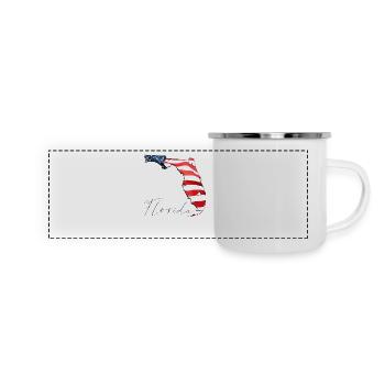 USA Flagge in der Florida State Landkarte FL - Panorama Emaille-Tasse - Weiß - Vorne