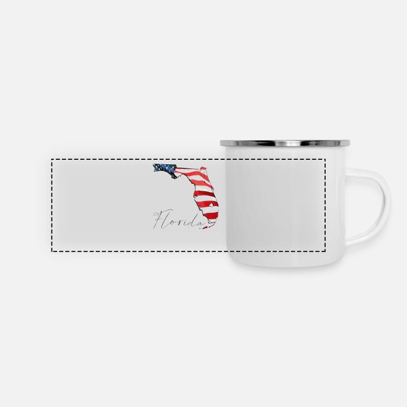 USA Flag in Florida State Map FL - Panoramic Camper Mug - white