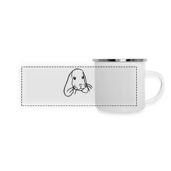 Hase Kaninchen Häschen Nagetier Kleintier niedlich - Panorama Emaille-Tasse - Weiß - Vorne