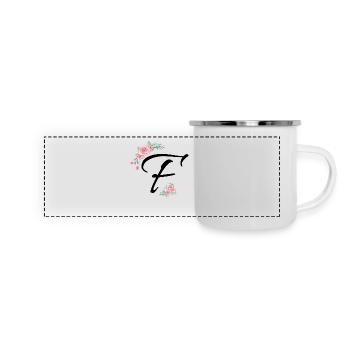Buchstabe f Blumen - Panorama Emaille-Tasse - Weiß - Vorne