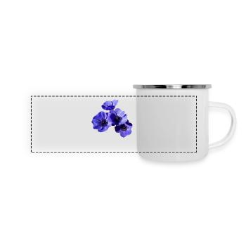 fleurs bleues - Mug panoramique émaillé - blanc - Devant