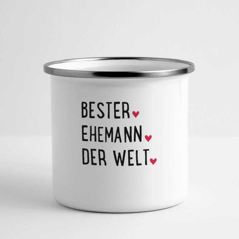 Bester Ehemann der Welt Panorama Emaille-Tasse