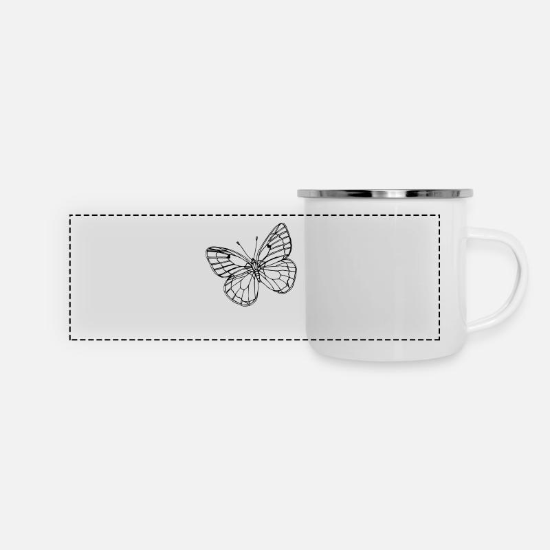 Papillon - Mug panoramique émaillé - blanc
