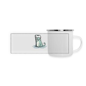 cute mythical creature fred on iPhone - Panorama Emaille-Tasse - Weiß - Vorne