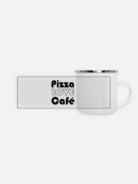 pizza love café - Mug panoramique émaillé - blanc
