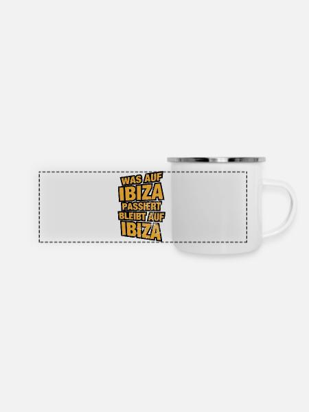 Ibiza - Panorama Emaille-Tasse - Weiß