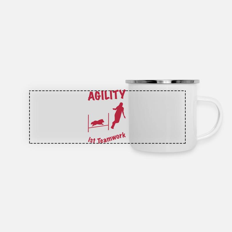 Agility Hürde Sheltie - Panorama Emaille-Tasse - Weiß