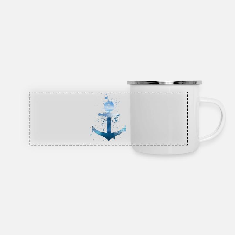 ancre - Mug panoramique émaillé - blanc