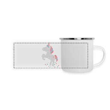 Étoiles de paillettes Licorne debout - Mug panoramique émaillé - blanc - Devant