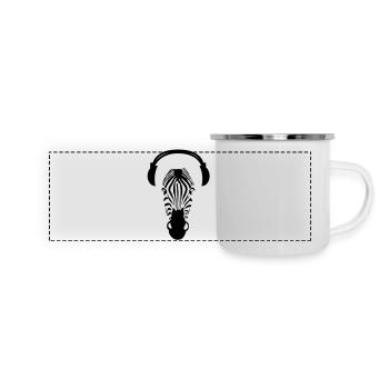 Zebra with Headphones - Panorama Emaille-Tasse - Weiß - Vorne