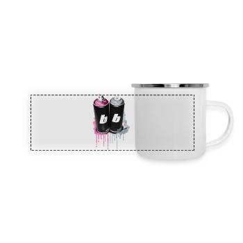 benny spray cans - Panorama Emaille-Tasse - Weiß - Vorne