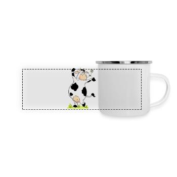 Posing Cow - Panorama Emaille-Tasse - Weiß - Vorne