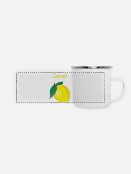 Lemon - Zitrone - Panorama Emaille-Tasse - Weiß